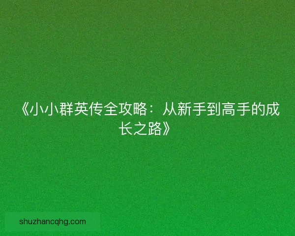 《小小群英传全攻略：从新手到高手的成长之路》